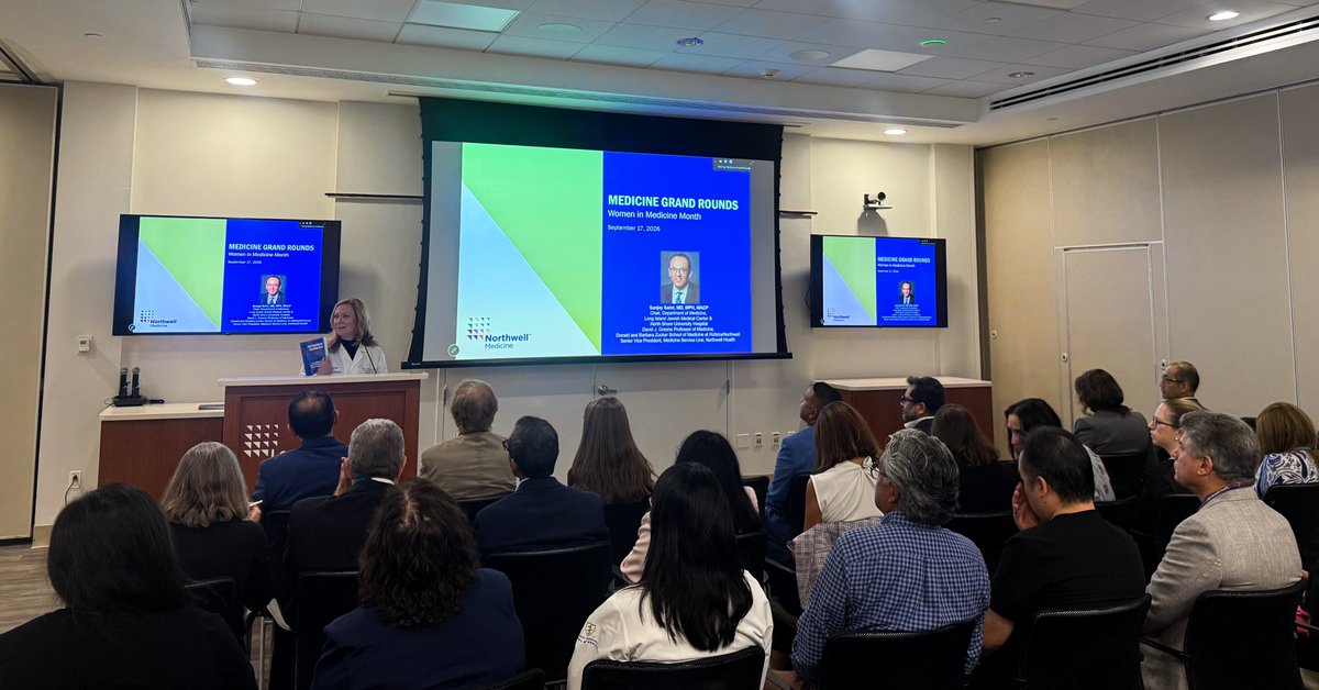 Northwell_Med's tweet photo. What a great morning yesterday at #MedicineGrandRounds! We had a full house for @sanjaysaint's presentation, From Mentee to Mentor to Sponsor – A Lifecycle of Impact. Thank you to Dr. Julie Schwartzman-Morris for the introduction and to everyone who joined us in person! https://t.co/5XvfOeUb4j