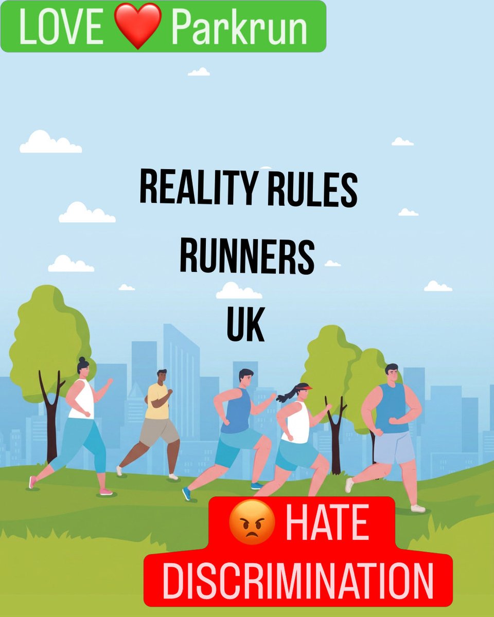 RRRunnersUK's tweet photo. #LoveParkrun but #HateDiscrimination?
Join #RealityRulesRunnersUK! We expect #Parkrun to establish sex-based categories and end their unfair and discriminatory treatment of female participants‼️
Join us today and run with us across the UK on 3 October❣️
https://t.co/Z8tIQoFEGY https://t.co/kA629HaBbG