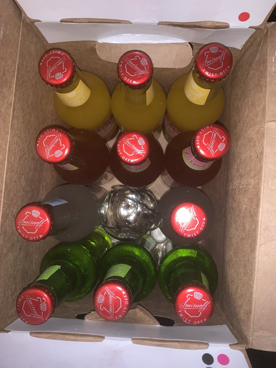 jasminearomo007's tweet photo. Guess I’m done buying Smirnoffs for a while 🤮 bought and opened the box last night to see this https://t.co/jpY1xsk80t
