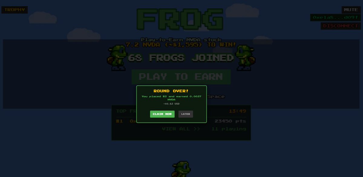 achcryptooff's tweet photo. @playfrogrh Tek is working and i got free $NVDA just playing and holding $frog in my wallet https://t.co/6evlN6PiBm