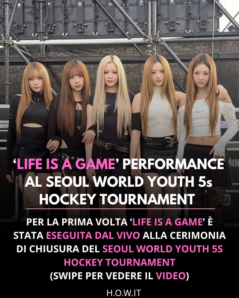 HOWItalia's tweet photo. Esibizione ‘Life is a game’ straordinaria per le HEART OF WOMAN! 🏑

L’11 settembre, per la primissima volta in assoluto, le ragazze si sono esibite dal vivo con “LIFE IS A GAME” alla cerimonia di chiusura del Seoul World Youth 5s Hockey Tournament🤍

#HEARTOFWOMAN #LIFEISAGAME https://t.co/JfSMFmeJ8o
