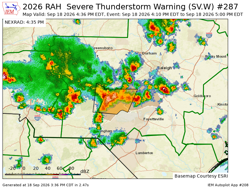 randolphsvwx's tweet photo. RAH updates Severe Thunderstorm Warning [wind: 60 MPH (RADAR INDICATED), hail: <.75 IN (RADAR INDICATED)] (cancels Montgomery, Randolph [NC], continues Harnett, Lee, Moore [NC]) till 5:00 PM EDT https://t.co/g9HN4BOJPV https://t.co/zA9AtL90Q5