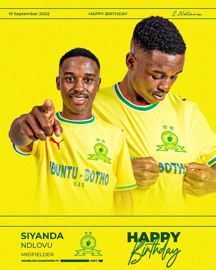 Masandawana's tweet photo. Masandawana, let’s wish our midfielder, Siyanda Ndlovu, a Happy Birthday! 🥳

Wishing you an amazing day, Skhwishi! 🎉

#Sundowns #HappyBirthdaySiyanda https://t.co/QmrcxJJfhL