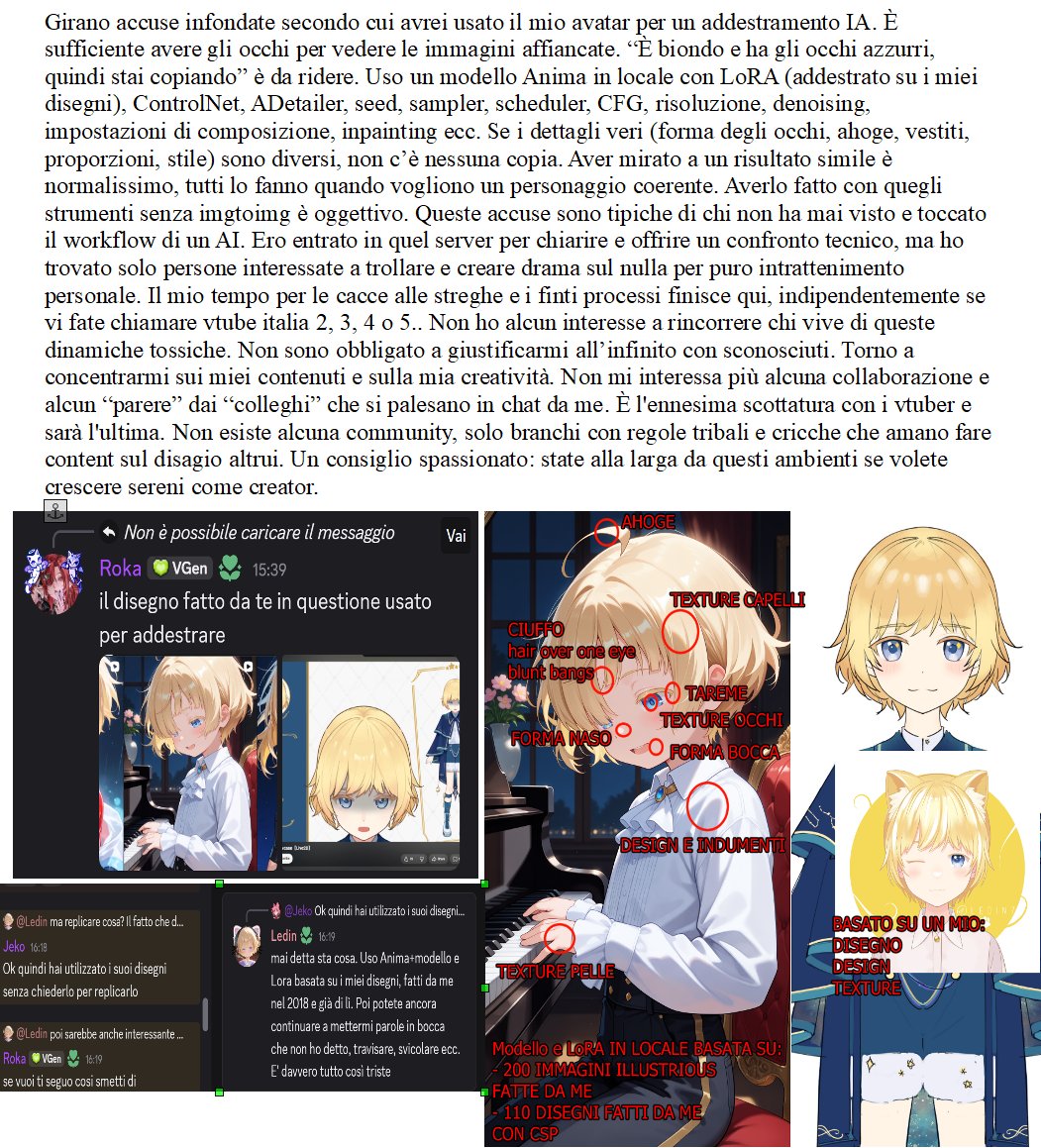 LedinVT's tweet photo. è impressionante quanti ancora in #vtuberita non hanno idea di come funzioni un AI, ma non si fanno problemi a fare accuse gravi e deliranti ricoprendosi di ridicolo. Cambiano nome ma sono sempre gli stessi https://t.co/7SEWglHlHV
