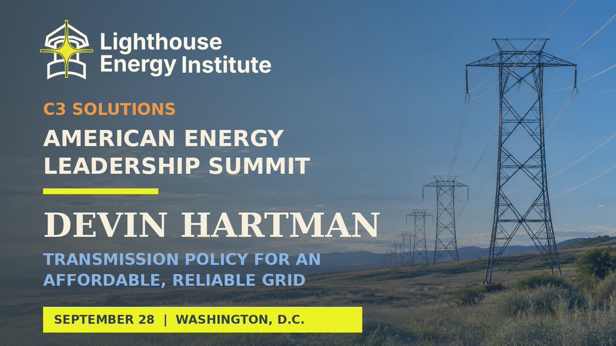 LHEnergyInst's tweet photo. LEI's Devin Hartman will join an impressive group of energy leaders, including our advisory board member and @C3SolutionsNews president @NiconomistLoris, at C3's American Energy Leadership Summit next week! 

If you'd like to attend, you can learn more at the link below ↘️ https://t.co/tigY9qLcOG
