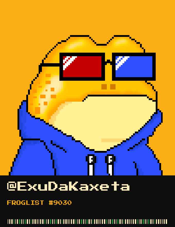 ExuDaKaxeta's tweet photo. Just got on the @zecfrogs list 🐸
6,969 pixel frogs on ZEC. Free mint.
FROGLIST #9030 sealed. set your frog as your PFP to climb the list. #ZECFrogs $ZEC https://t.co/ijD0sgjuax
