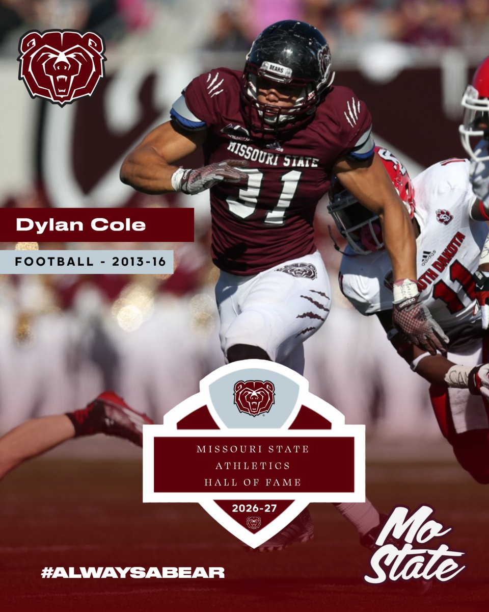 MoStateFootball's tweet photo. Congrats to Mo State great @dylancole31 on his induction into the Missouri State Athletics Hall of Fame this evening! 🏈🐻🏆

#ItTakesUsAll | #AlwaysABear https://t.co/rS5WJnprXi