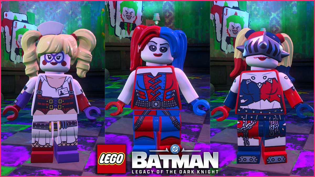 JayShockblast's tweet photo. All HARLEY QUINN outfits in LEGO Batman Legacy of the Dark Knight Mayhem Collection https://t.co/szEkp4WkCu https://t.co/cM44Fosedk