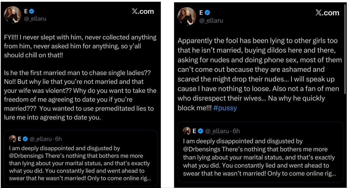 Nimisioluwa's tweet photo. A lady has called out a philanthropist who was recently accused of doing fake giveaways and allegedly lying about being a doctor.

The drama started after she publicly asked him out on X, and he responded by laying out his terms for accepting her proposal.

She now claims he lied about his marital st@tus and even swore to her that he wasn’t married.

According to her, she never sl€pt with him or collected money from him, but alleges that he has been lying about his marital st@tus to other women while asking them for “noodles.”