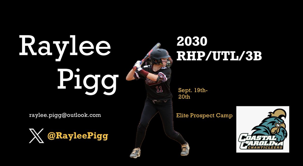 RayleePigg's tweet photo. Excited for @CoastalSoftball prospect camp this weekend. Can’t wait to learn from the coaches and staff! https://t.co/rblhEQT9tP