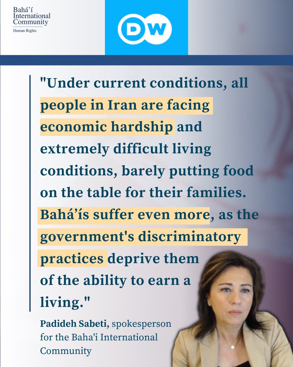 BahaiBIC_Rights's tweet photo. @DeutscheWelle reports that rights groups warn Iran is increasingly confiscating assets from government critics, Baha'is, and actors, athletes and journalists living abroad. Baha'is appear to be bearing the brunt of the crackdown. Amnesty International says persecution of the Baha'i community has intensified since the June 2025 war, citing a coordinated state campaign falsely accusing Baha'is of being spies and collaborators for Israel. Padideh Sabeti, spokesperson for the Baha'i International Community, says the government's discriminatory practices deprive Baha'is of the ability to earn a living, and that the judiciary uses poverty as leverage by demanding exorbitant bail. Authorities have also announced orders to seize assets belonging to over 400 individuals living abroad described as "supporters of the enemy."

https://t.co/xWnsvg0OiT

#BahaiRights #Iran #HumanRights #DW