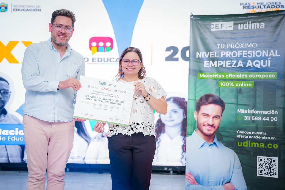 MagdalenaGober's tweet photo. 🎓 ¡165 becas de posgrado llegan al Magdalena!

La Gobernación del Magdalena, a través de la Secretaría de Educación, en alianza con CEF-UDIMA, brinda nuevas oportunidades de formación para profesionales del sector educativo. https://t.co/4c4y4aTlwH