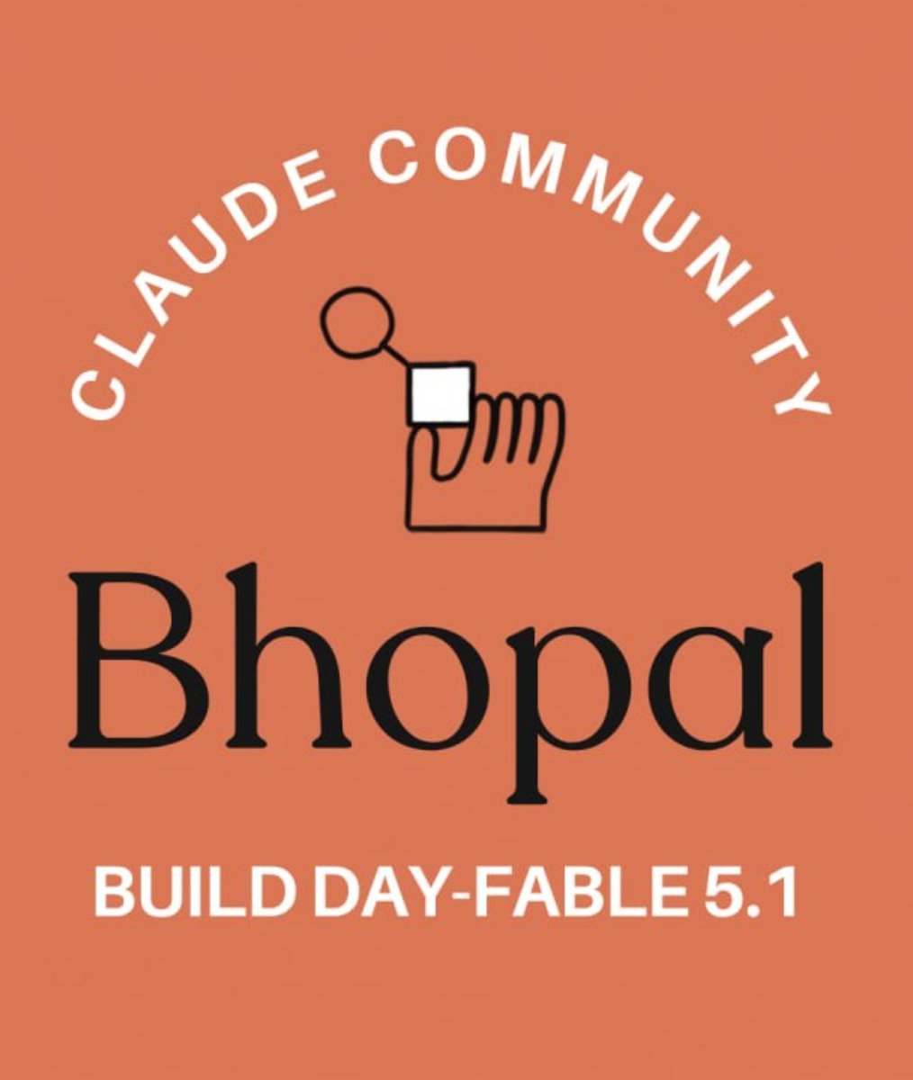 0xabhi7's tweet photo. @MPSeDC_DST @MP_MyGov @aniketsahu_115 @CMMadhyaPradesh @claudeai @AnthropicAI @DrMohanYadav51 @og_guild From viral conversations → real-world experimentation.
From talking about the future → building it.
Claude Builder Day | Fable 5.1
Something interesting is coming. 👀🔥
#Claude #Fable51 #AI #Builders #MadhyaPradesh https://t.co/eDeQBtOMJk