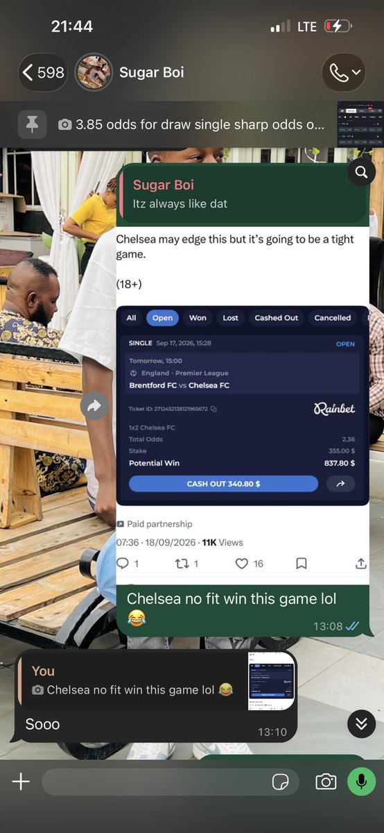 BillionzPablo's tweet photo. @just_deji_ Since 1 pm I tell him Chelsea will lose today https://t.co/LWRCPKRVpt