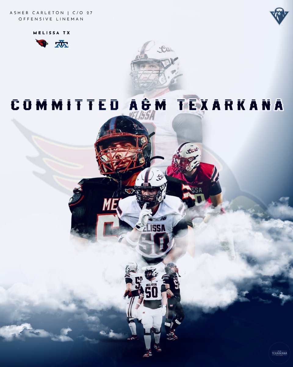 AsherCarleton's tweet photo. I’m excited and blessed to announce my commitment  to @TAMUT_football. Thank you to my family, coaches, teammates and everyone who has supported me!

#SoarEagles 🦅🦅

@meador_coach @CoachGonzalez52 @CoachTScoggin @MattNally1 @coachham9 @Coach_Hutch68 @JoshuaEargle https://t.co/orPO4TRfdf