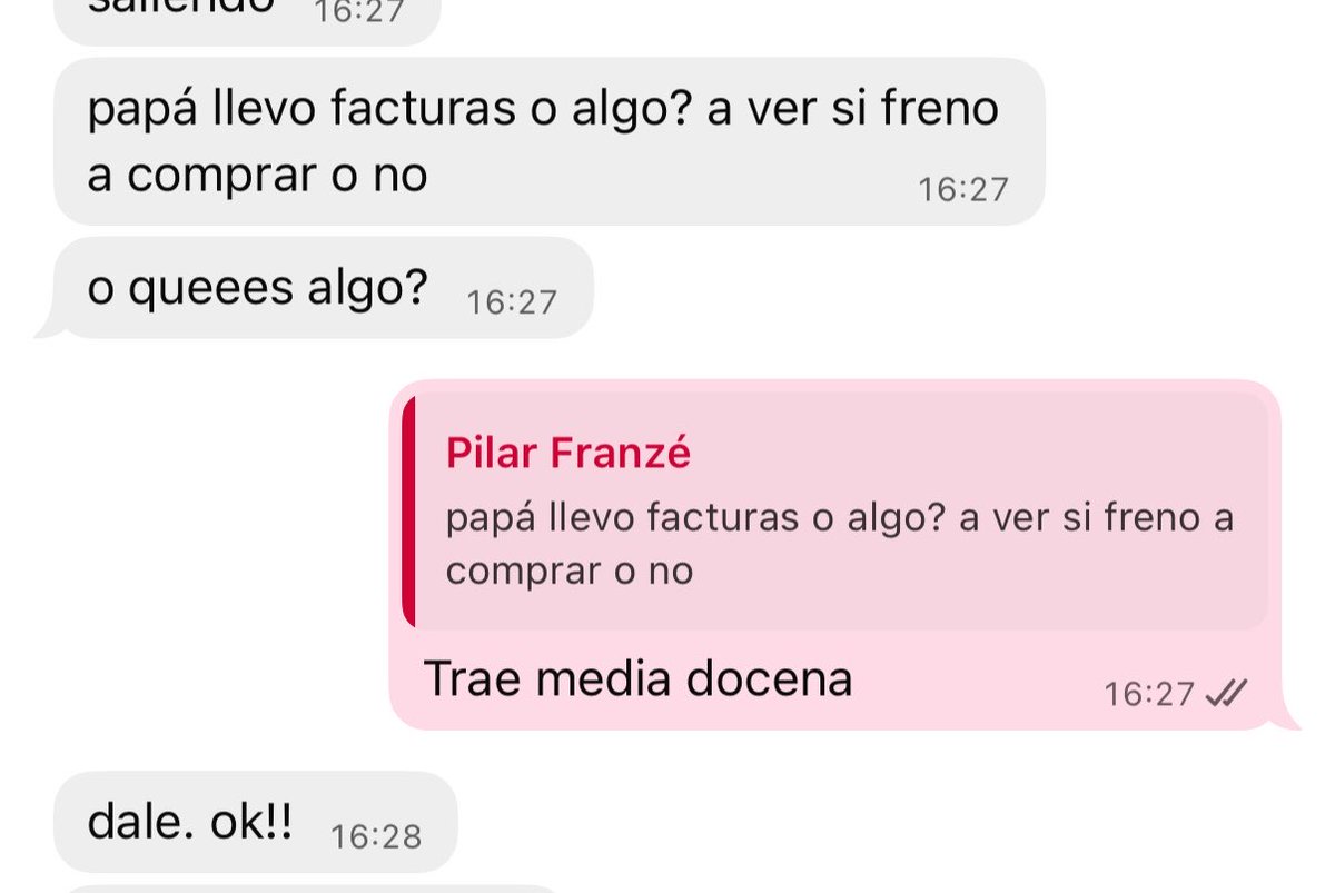 lulens's tweet photo. mi hermana me preguntó si mi papá había traído facturas y yo le respondí que traía media docena pero ella entendió que yo le estaba pidiendo que traiga media docena y la trajo!! QUIEN ESTÁ EN LO CIERTO? la tilde no está!!!! yo escribí bien!!!! https://t.co/W9TplLSlTR
