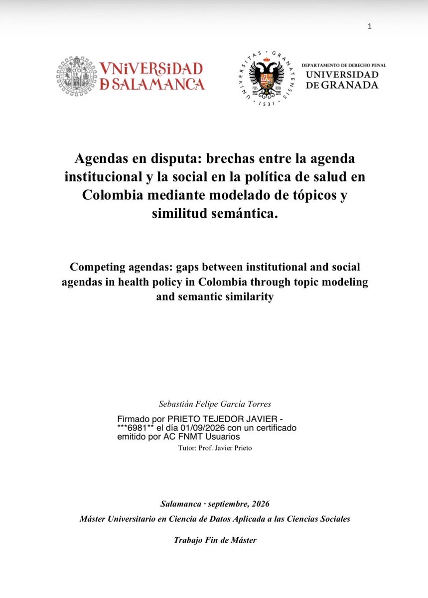Soysebastian_n's tweet photo. Hace un año renuncié a mi trabajo y me fui a vivir a España para estudiar mi maestría en Ciencias de Datos Aplicada a las Ciencias Sociales en la @usal y la Universidad de Granada.
Y esta semana sustenté mi trabajo final.
#datascience #topicmodeling #publicpolicy https://t.co/PQCeu4GJHT