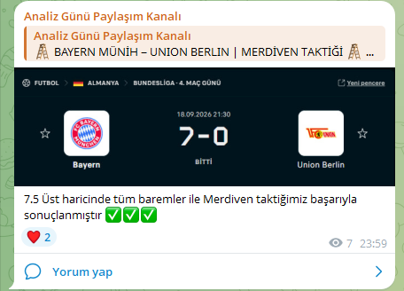 analysisdays's tweet photo. Veri analizi + doğru kasa yönetimi = Kusursuz sonuç! 🎯

Bayern Münih - Union Berlin maçında maç önü kurduğumuz Merdiven stratejisi ve baremler 7-0'lık skorla yeşillendi.

🪜 4.5, 5.5, 6.5 Üst ✅ 
🎯 Şut &amp; Kornerler ✅
Analiz Günü farkıyla! 🔥

Link: https://t.co/Immr3rmQWJ https://t.co/z6O6TFSiff