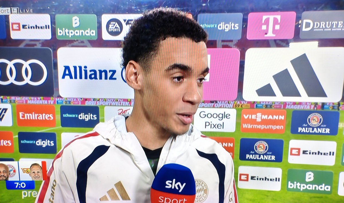 iMiaSanMia's tweet photo. Man of the match Michael Olise did not want to give Sky an interview after the game 

Jamal Musiala: "I'm here for that" [laughs] https://t.co/RDgXPMSlyJ