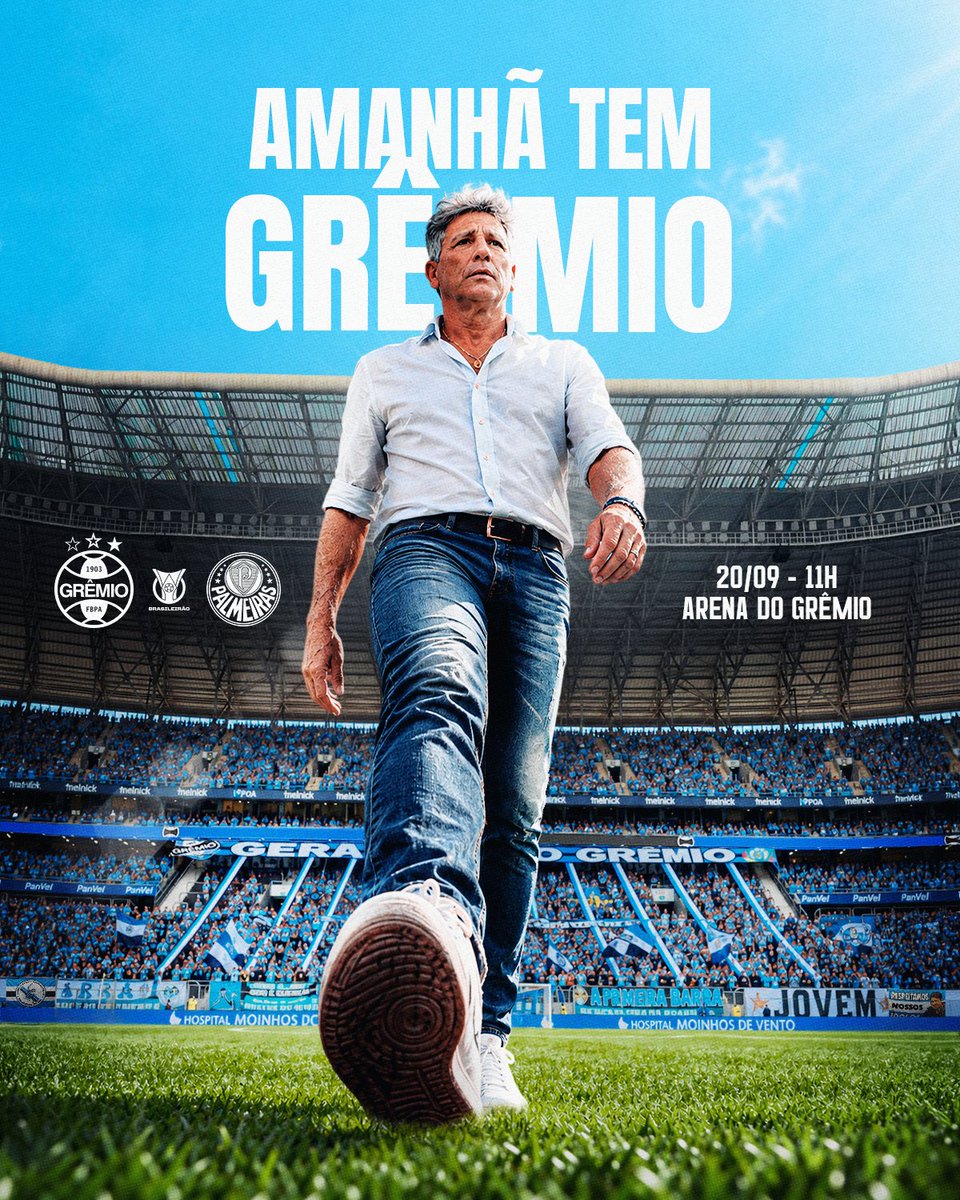 Gremio's tweet photo. Amanhã, todos os caminhos nos levam à Arena! 🇪🇪 Casa lotada, Renato Portaluppi de volta à casamata e uma missão: batalhar pelos três pontos até o último minuto. Tricolores, queremos vocês juntos com a gente. Cantando, empurrando e apoiando. São 90 minutos. É Grêmio. É batalha. 💙🖤🤍

#Brasileirão2026 #GRExPAL