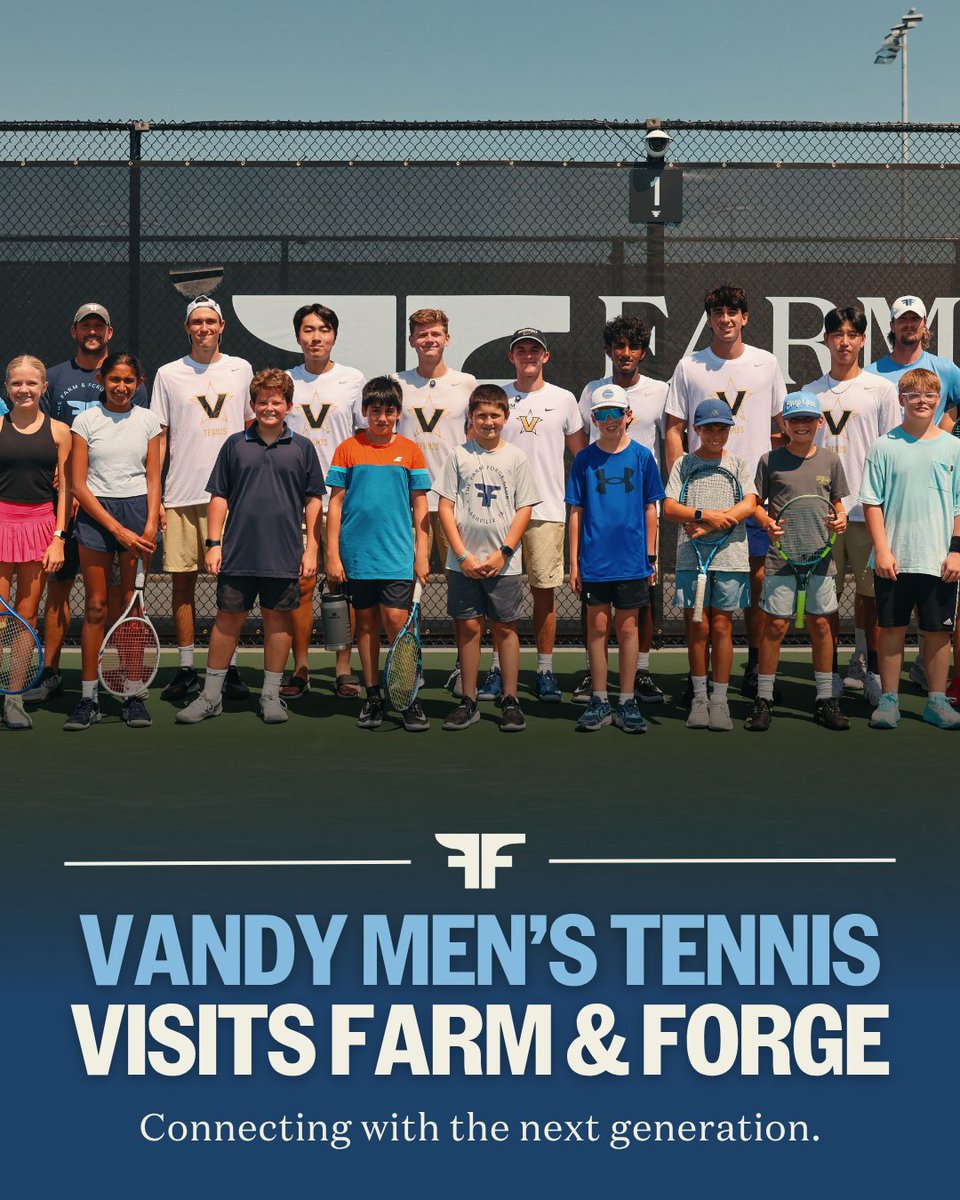 FarmForgeClub's tweet photo. Huge respect to Vanderbilt Men’s Tennis for sharing such grounded wisdom with our junior players. 

High-level performance is as much about mindset and enjoying the process as it is about putting in the work.

Proud to share our space with athletes who lead by example! https://t.co/HTbC9pfz31