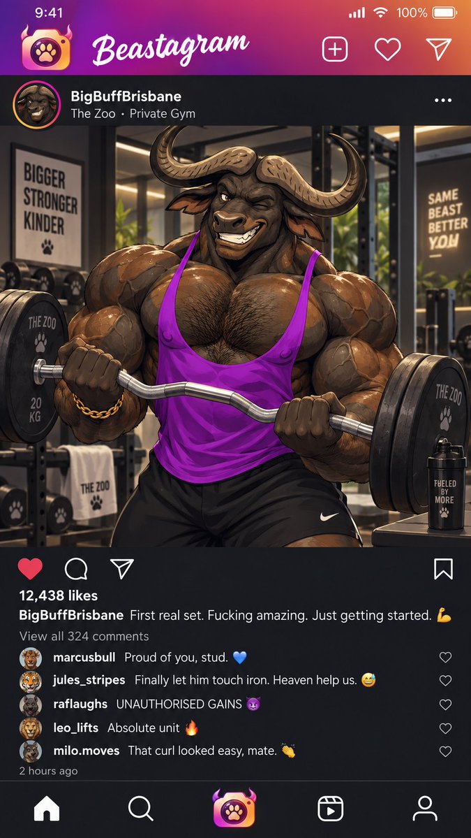 OxAust's tweet photo. Are you on Beastagram yet? Buff just made his first post!

(...the comment section, I can't 🤣) https://t.co/Tg1roXrwDu
