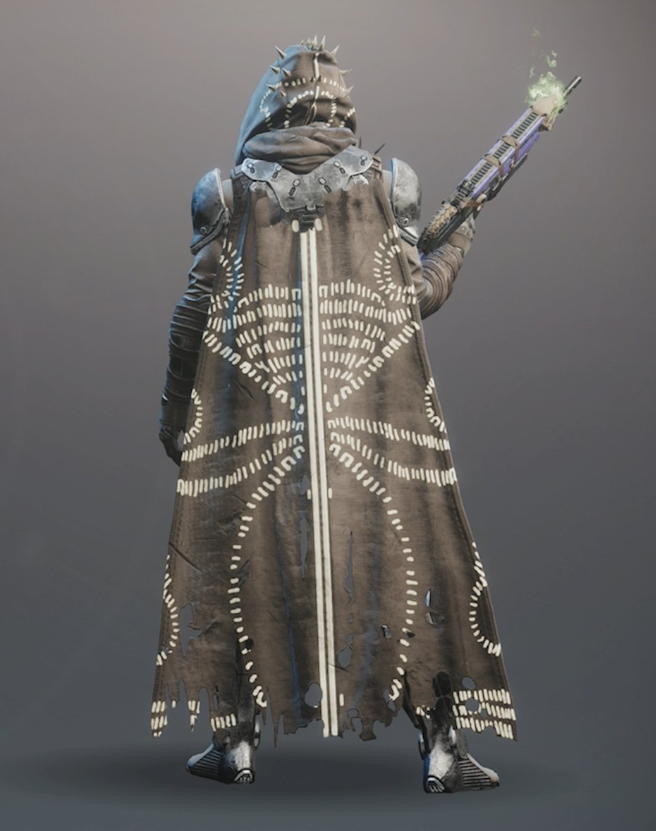 KnownAsSys's tweet photo. I love the steeplechase cloak, but it's really damn frustrating that half the thing is unshadeable https://t.co/8hZUehbnjn