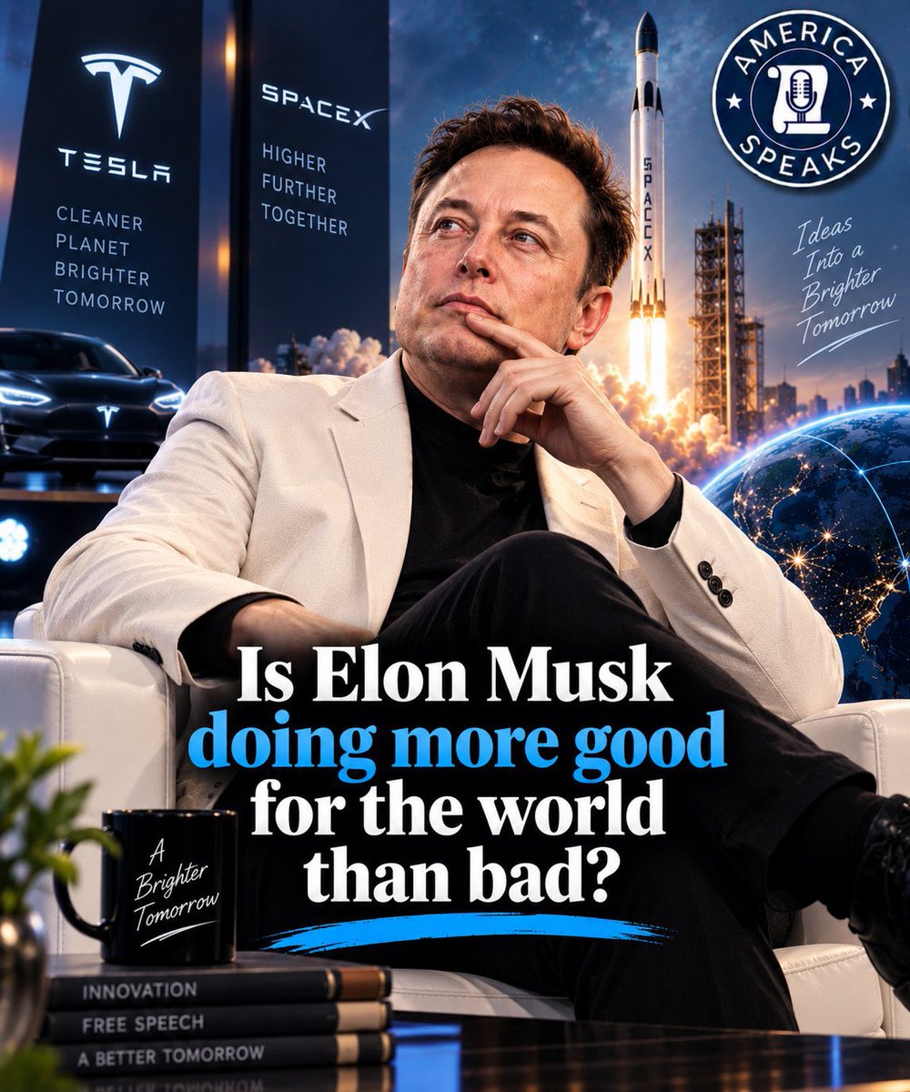 MAGAMUSKm0's tweet photo. 🚀 ELON MUSK — WHAT’S YOUR VERDICT?

Do you think Elon Musk is ultimately doing more good than harm for the world?

A️⃣ YES — More good 🌎
B️⃣ NO — More harm ⚠️

👇 Vote and make your voice heard. https://t.co/GjG8rf9Ciw