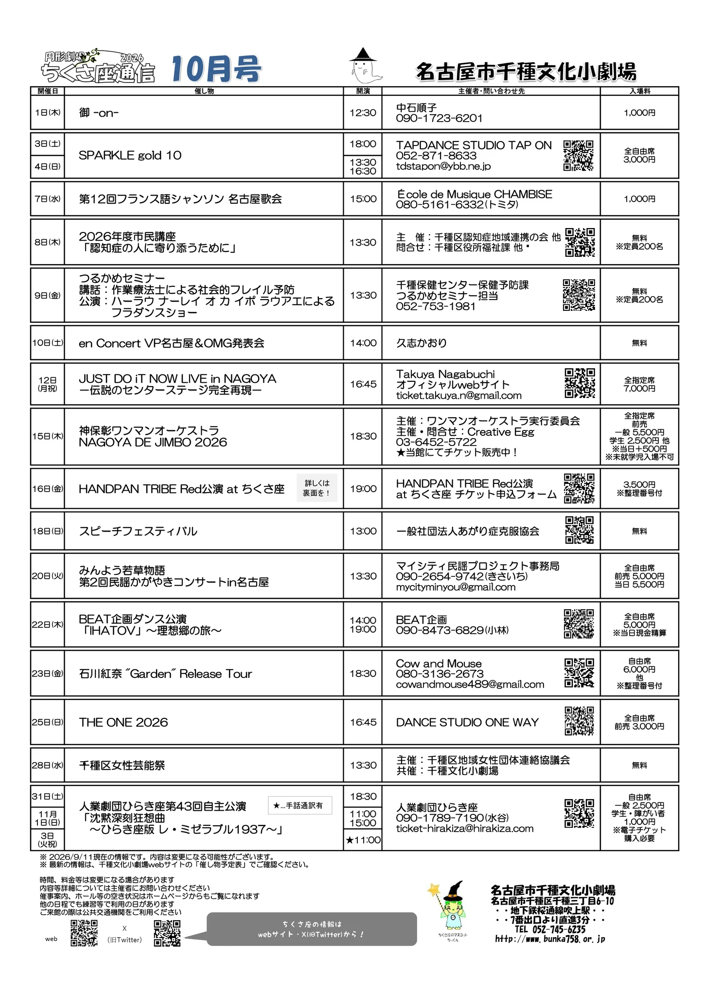 名古屋市千種文化小劇場(ちくさ座) on X: 