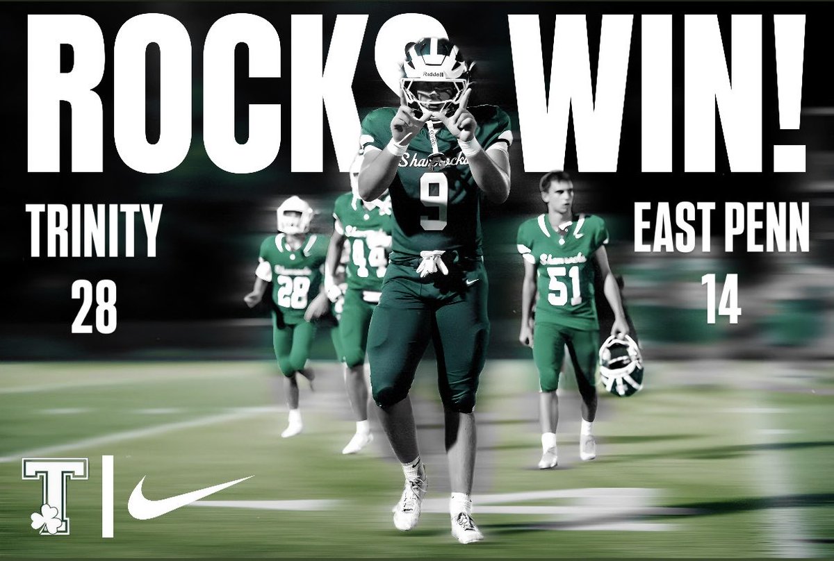 Trinity_HSFB's tweet photo. ☘️ ROCKS WIN! ☘️
Trinity - 28 | East Penn - 14 https://t.co/2VIC461FMT