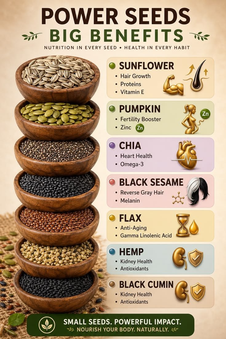 DailyNutriNotes's tweet photo. Tiny seeds,big benefits✅️✨️💪 https://t.co/QqJEZ3v5GZ