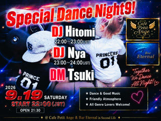 Club_petitange's tweet photo. 🎧本日22時START！
Cafe Petit Ange Special Dance Night✨

22:00〜 DJ Hitomi【J-POP】
23:00〜 DJ Nya【GUITAR】
💃DM Tsuki

音楽＆ダンスで楽しい土曜の夜を💕
初めての方も大歓迎！

📅9/19(土) 22:00〜24:00
場所はこちら⏬
https://t.co/3JXuD3GUTx https://t.co/6FtYJ8c2gH