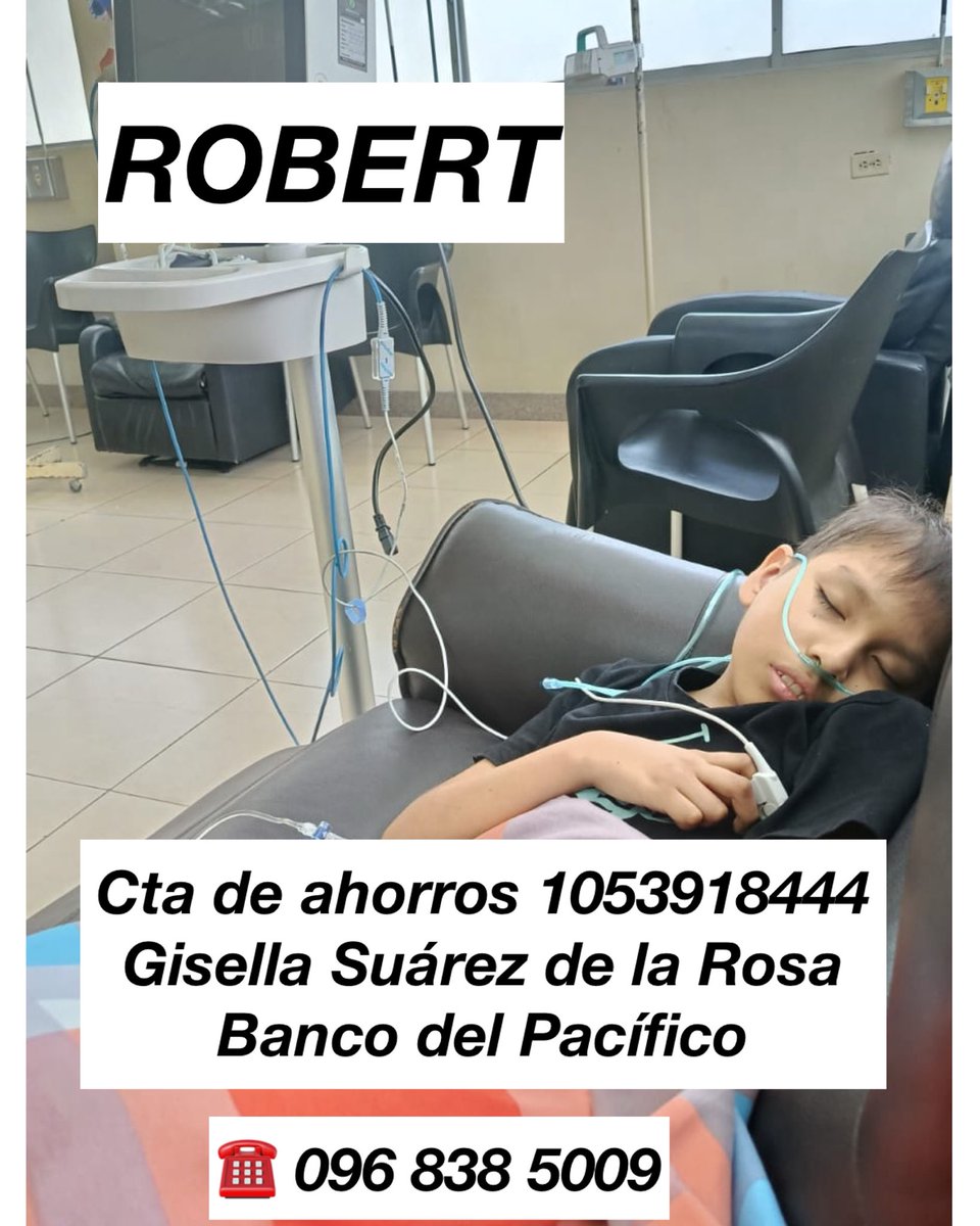 maria_carola_1's tweet photo. Favor RP 
Robert (10 años #leucemia) es paciente nuevo, y necesita exámenes previos a cada sesión de quimio. Viaja de la península a #Guayaquil para tratamiento. Sus papitos son de bajos recursos, y necesitan $24 para exámenes.
#CancerInfantil🎗️ #voluntariado https://t.co/whdQ9ryhp2