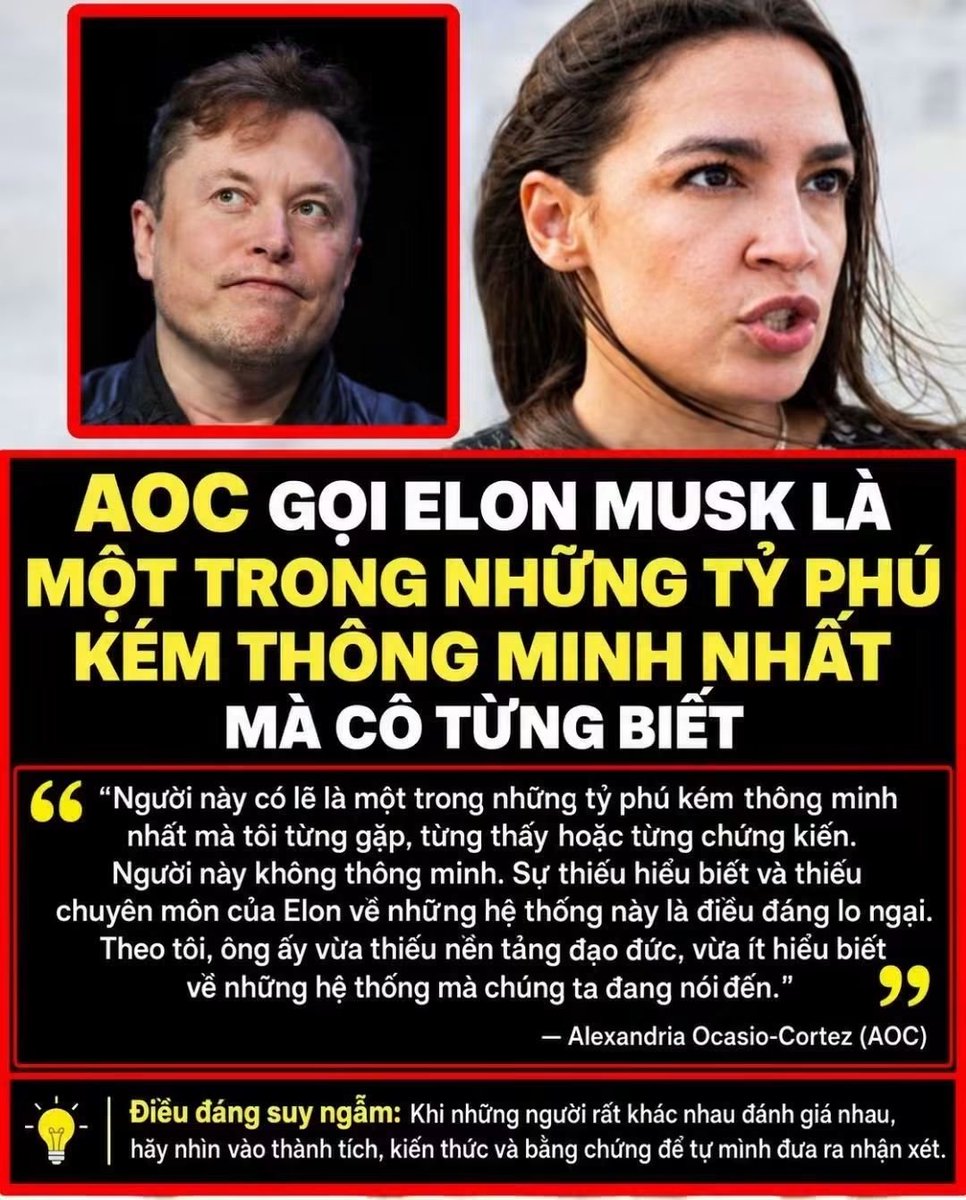 ANTOINE24254840's tweet photo. 👇👇👇  THIS CRAZY LADY ""AOC"" IS SAYING THAT ""ELON MUSK"" IS ""A MAN THAT : ""HAS NOT INTELLIGENCE  ENOUGH""  ETC... 👇👇👇👇  : https://t.co/kecrjlFBpW