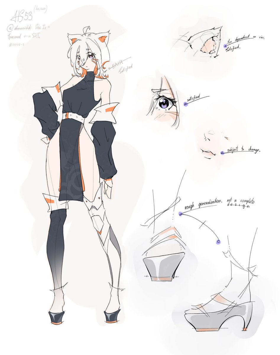 Ho_S53's tweet photo. One of my iterations for @/demenishki 's design, was meant to be used as a personal reference, that is faster to draw than the original and blends with certain settings easier.
It may not be relevant soon, so I am posting it now. https://t.co/2lIsduH4sy