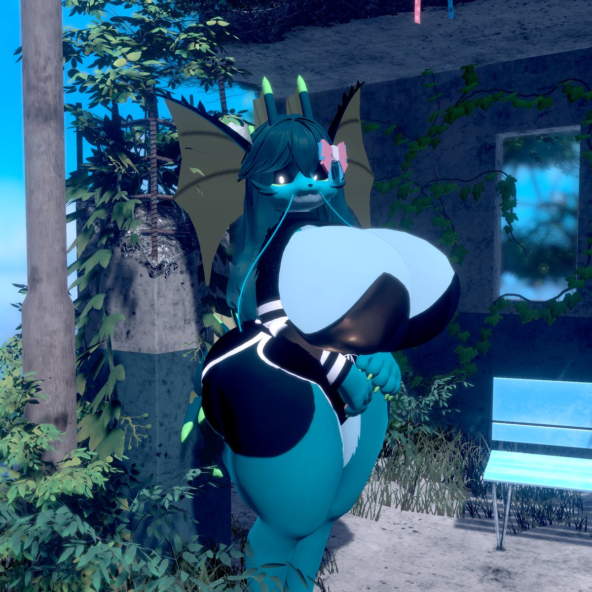 kitshnaya's tweet photo. Guardando lugar aqui na sombra da cabana... Quem aí vai sentar comigo no banquinho azul? 🛋️✨
#VRChat #Vaporeon #TransGamer #CozyGaming #Eeveelution #TransPride https://t.co/7DDyAbNWgE