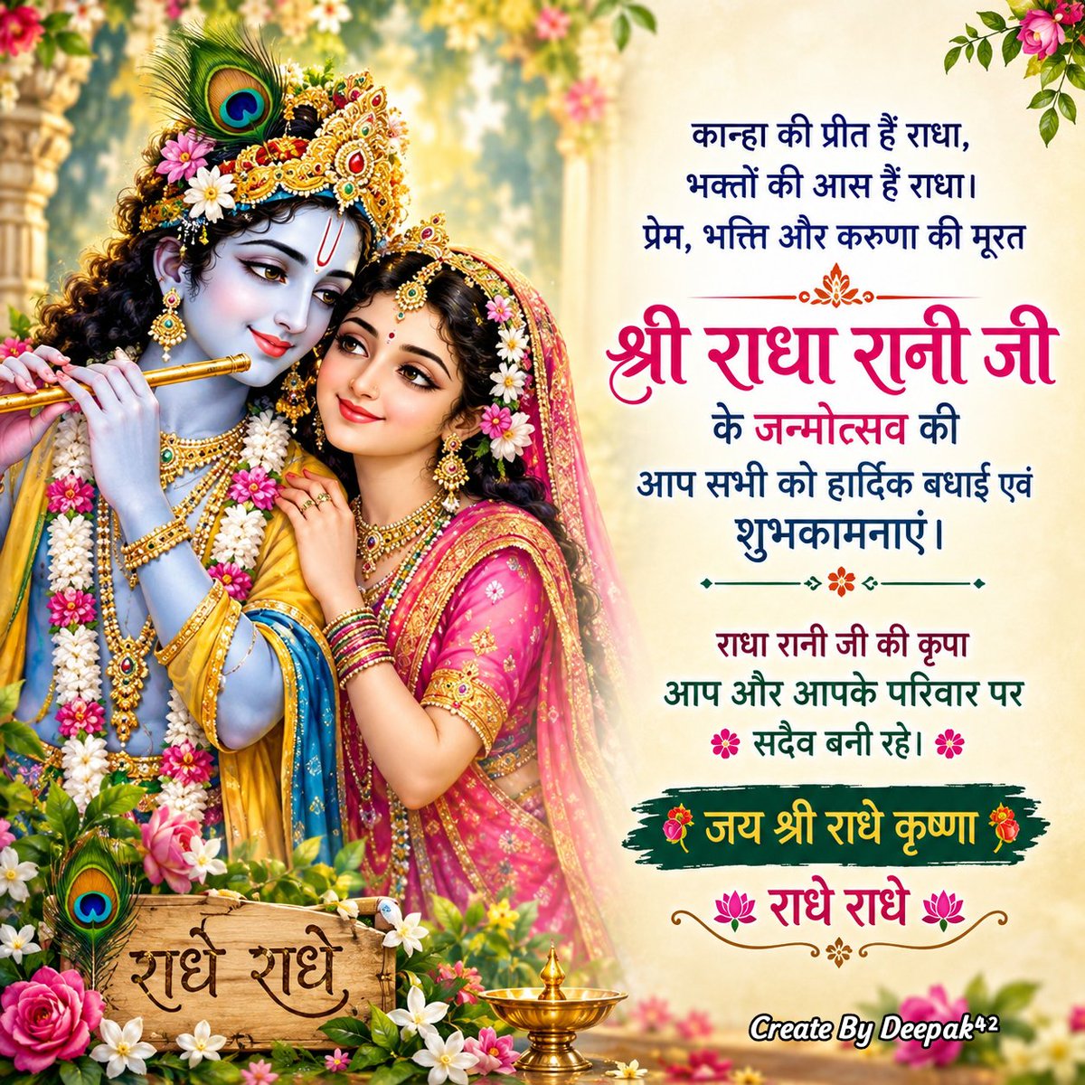 Deepak172536's tweet photo. #राधे_कृष्णा
#राधाष्टमी की शुभकामनाएं 🚩
#radhaashtami2026 https://t.co/SAXnVafbEn