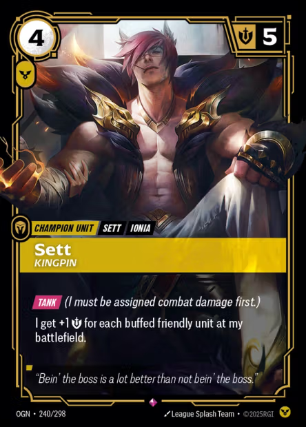 ugo_henson's tweet photo. I would like to formally raise concerns regarding the quality of Riftbound’s Korean localization. @playriftbound @riftboundop @davetron @TrickJarrett

There are issues in the Korean edition that go beyond awkward wording and directly affect gameplay.

A clear example is Sett, Kingpin.

The English card reads:
“I get +1 Might for each buffed friendly unit at my battlefield.”

However, the Korean printing translates this as the equivalent of:
“I get +1 Might for each other buffed friendly unit at my battlefield.”

The word “other” does not exist in the English text.

This is not merely a stylistic difference. Under the English wording, a buffed Sett can count himself as a buffed friendly unit. Under the Korean wording, he cannot. The two versions can therefore produce different game outcomes.

As far as I have been able to verify, Sett, Kingpin was not previously worded with “other” in English, nor is it listed among the official Origins card errata.

There are also broader localization concerns, including terminology such as Hidden → “숨겨짐” and Controller → “통제자”, which often feels overly literal and unintuitive to Korean players.

In a TCG, card text and rules terminology are not simply translated copy. They are part of the game system itself. Players reading different language versions should still arrive at the same rules interpretation and game state.

What makes this particularly disappointing is that the Korean edition was not a simultaneous global release.

Riot’s own announcement acknowledges that Korea is beginning with Origins while the global release schedule is already significantly ahead. Korea will therefore receive seven Riftbound sets during 2027 alone, with the goal of reaching global release parity by early 2028. Riot has also stated that introducing new language editions brings additional logistical and operational complexity.

Given that additional preparation time, it is concerning to find a functional mistranslation on a physical card at launch, alongside terminology that still appears insufficiently refined for Korean players.

I am glad to see significant investment in the Korean launch through large-scale events at GGX and Yongsan, influencer campaigns, and special products such as the T1 collection.

However, for a trading card game, the foundation must ultimately be the game itself.

The same level of attention being given to marketing, promotions, and collectible products should also be given to card text, rules terminology, localization, and gameplay QA.

I hope the Korean edition receives official errata for functional mistranslations, as well as a broader review of its terminology and localization quality.

I am raising this because I want Riftbound to become a game Korean players can trust and enjoy for years, rather than simply a successful launch campaign or collectible product.
