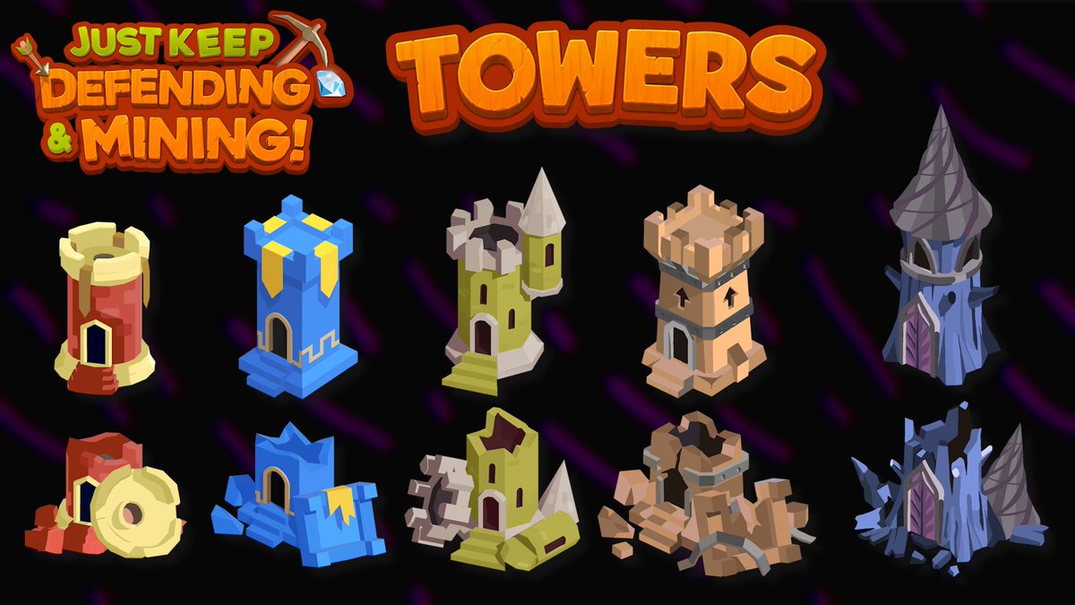 CrystalOperator's tweet photo. This week, I finished the towers for the game, check them out below! 

What do you think of the designs?

#indiedev #indiegamedev #incremental #2d #madewithunity #mining #tower #fantasy 

Wishlist here :

https://t.co/3kn1eqhqo3 https://t.co/MNKfL36C0z
