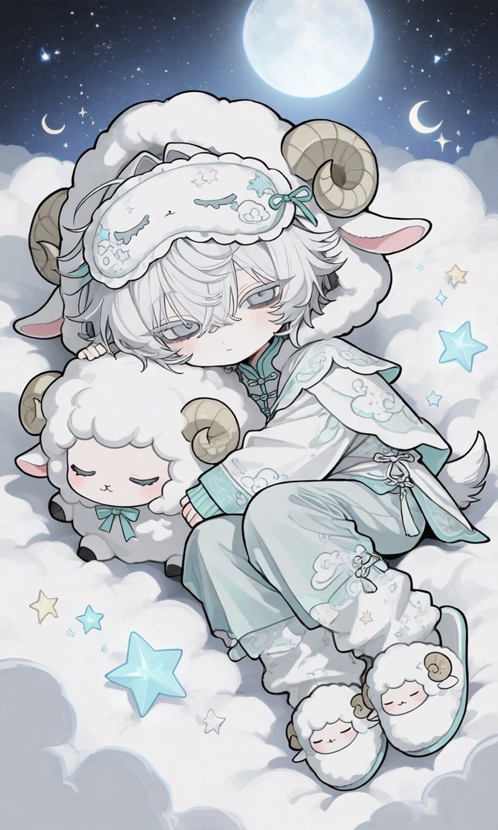 z_Tsubakimaru's tweet photo. プロンプトお借りしました🐏🌙
もこもこ https://t.co/vU5TwFjGUI