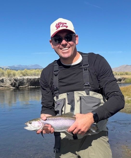 sierrawave's tweet photo. Great news from Crowley Fish Foundation! CFF Advisor Chad Kasten was guiding Nico Pollero on the Upper Owens River when he caught (and released) one of the Desert Springs Trout Farm fish that motored up into the river! Nico fed it a white baby fat minnow pattern, dead drifting. This is so cool to see the 🐟 in the river, too. CFF can’t do this without their generous supporters. Stocking the lake has improved fishing on the Upper Owens River!!!