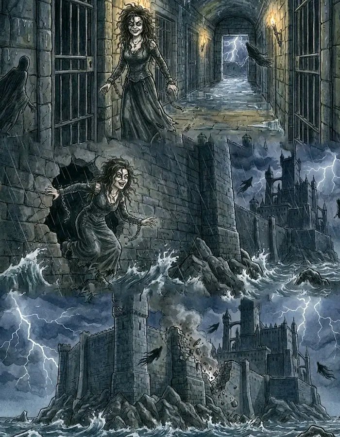 Kieran10x's tweet photo. Bellatrix Lestrange’s return to Voldemort was significant, but it was part of the larger mass escape from Azkaban rather than a completely separate event. She escaped alongside other dangerous and influential Death Eaters, and their release greatly strengthened Voldemort’s position. The breakout showed that the Ministry had lost control of Azkaban and that Voldemort’s influence had begun to spread beyond the prison.

Bellatrix’s return was important because of her unwavering loyalty to Voldemort. Unlike some Death Eaters who had abandoned or denied their allegiance after his first defeat, Bellatrix had remained completely devoted to him throughout her imprisonment. She had shown no remorse for her actions and had continued to believe in Voldemort’s cause. As soon she was free, she returned to his service and became one of his most active followers.

The escape of the other Death Eaters was also important because it restored Voldemort’s wider group of followers. Their experience, connections, and willingness to serve him increased the threat facing the wizarding world. Bellatrix, however, became particularly prominent after her escape because she was willing to carry out Voldemort’s orders without hesitation.

Therefore, Bellatrix’s return was not necessarily more significant than the escape of the other Death Eaters as a whole. Her escape was instead one of the most important individual consequences of the breakout. The mass escape marked the return of Voldemort’s wider following, while Bellatrix’s return brought back one of his most loyal and dangerous servants. Together, these events showed that Voldemort was rebuilding his power and that the wizarding world was entering a much more dangerous period.