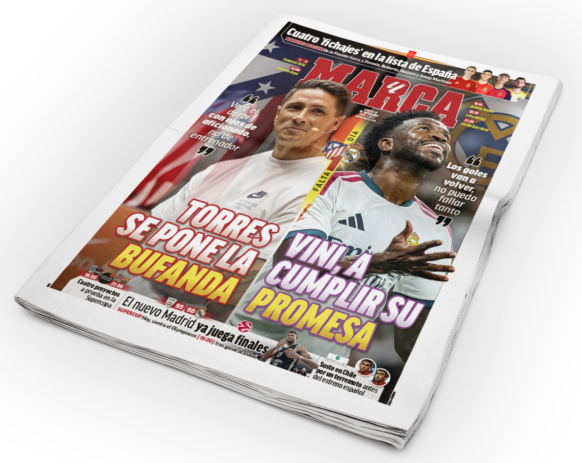 jahervash's tweet photo. Portada de hoy, 19 de septiembre de 2026
@marca #Portadas #FrontPage #LaPortada #DiseñoGráfico @LaLiga #FRONTPAGE #frontpagestoday @realmadrid @Atleti @FCBarcelona
#DelaFuente #seleccion #Torres #FernandoTorres @vinijr #Vinicius #Baloncesto #Eurocup #SupercopaEndesa https://t.co/eQqRcDS15h