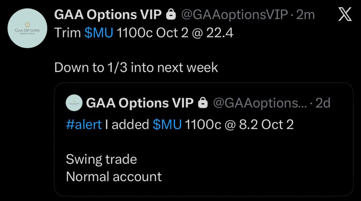 BryanBrozack's tweet photo. Shoutout to $MU and $SPY today 🙌

Swing trades, day trades, I’m here for it all.

Different setups, different timeframes, same mission. There’s nothing better than helping you navigate this journey and watching the plans come to life. https://t.co/M5veSvz1dc