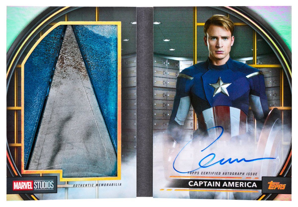 Topps's tweet photo. This 1-of-1 autograph card has an actual piece of Captain America's shield 🤯🇺🇸

Coming in 2026 Topps Vault Marvel https://t.co/5EtgXA6obx