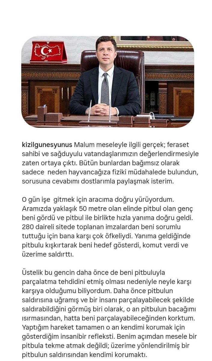 yagmur_gokce06's tweet photo. Kaymakamı kendi evinin önünde, 3,5 yaşındaki çocuğunun yanında tehdit etmişler. 
 
"Bu köpek senin çocuğundan değerli, parçalatırım" demişler.

Devletin kaymakamına bunu yapan, sıradan vatandaşa ne yapmaz?

Asıl soru şu: 
 
Bu riskli tiplerde neden hâlâ bu köpekler var? 
 
O köpek o kişiden alındı mı?

Köpek sahiplerine gösterilen bu ayrıcalıklı tutum artık can sıkıcı değil, tehlikeli.