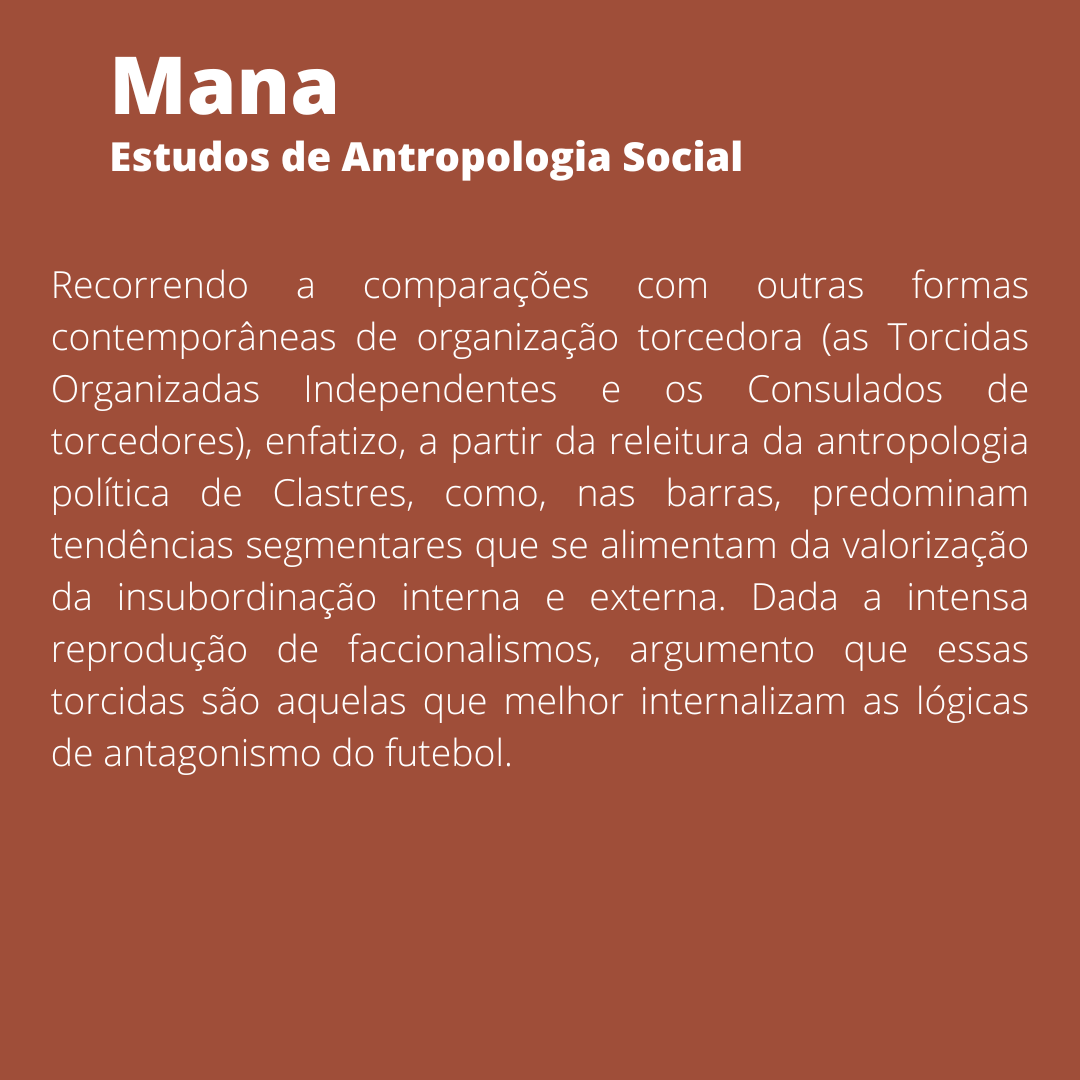 mana_revista's tweet photo. Nesta sexta-feira, recomendamos o artigo "Insubordinação e faccionalismo nas barras bravas do Sul. Para uma antropologia política das torcidas de futebol”, escrito por Vinicius Teixeira Pinto.

Leia em: https://t.co/hw0ERvWAsO

Acesse nosso site: https://t.co/KmizvjFbMV https://t.co/E5m3raOzXr