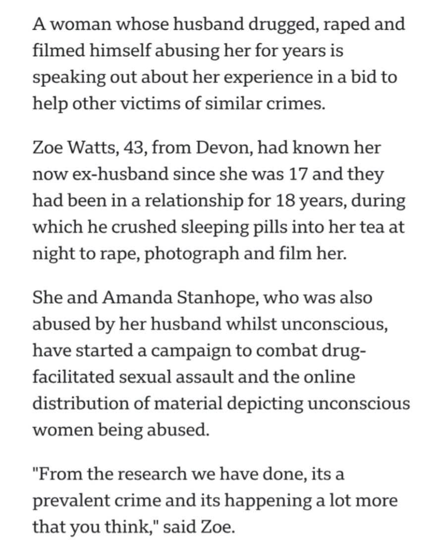 JessPected's tweet photo. I don't think women appreciate, or even know, that drugging &amp; raping your wife was, &amp; still is in some states, protected violence for husbands. We're only hearing about it now because men decided to invite other men to rape their wives too. https://t.co/11CFZoEUIB