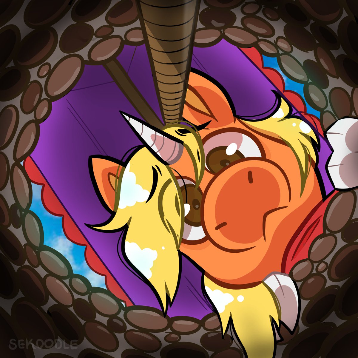 sekoodle's tweet photo. “Don’t worry, kids! I’m coming!”

#art #fanart #buddytheunicorn @Buddy_The_Uni https://t.co/lqAPsvQTrW