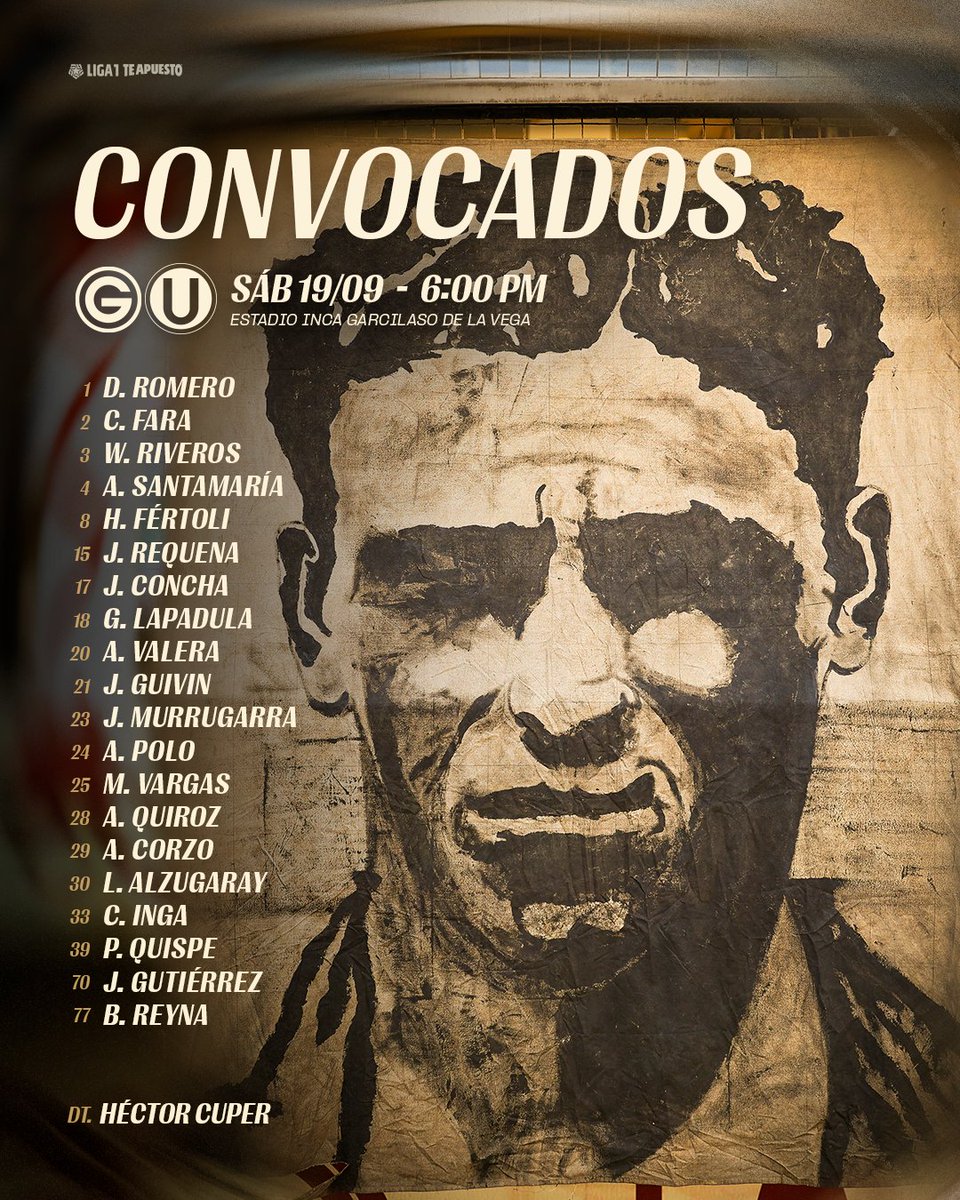 Universitario's tweet photo. 𝗖𝗢𝗡𝗩𝗢𝗖𝗔𝗗𝗢𝗦 📋✍️

⚽ Dep. Garcilaso vs. Universitario 
🗓️ Clausura - Fecha 10

#ConLaUsiempre https://t.co/miTq1UwzlS
